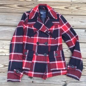 Red Quilted pea coat